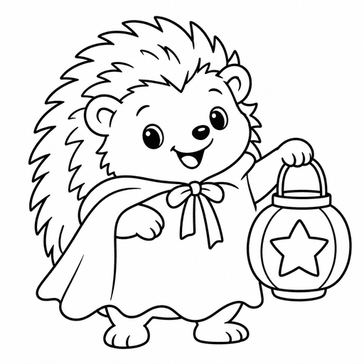Ghost Hedgehog Lantern coloring picture