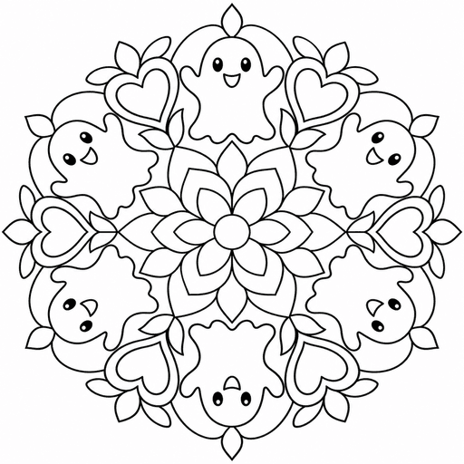 Ghost Heart Kaleidoscope coloring picture