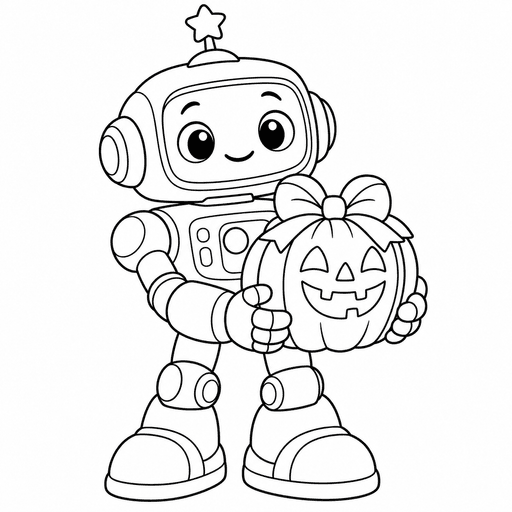 Robot Pumpkin Delivery coloring picture