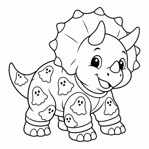Triceratops Ghost Pajamas coloring picture
