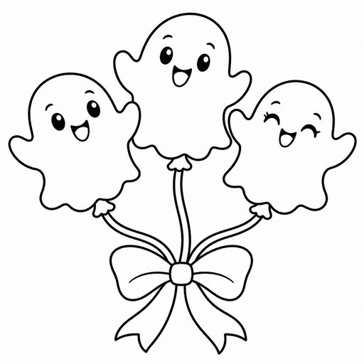 Ghost Balloon Bouquet coloring picture