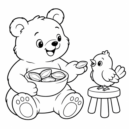 Bear Shares Pumpkin Seeds coloring picture